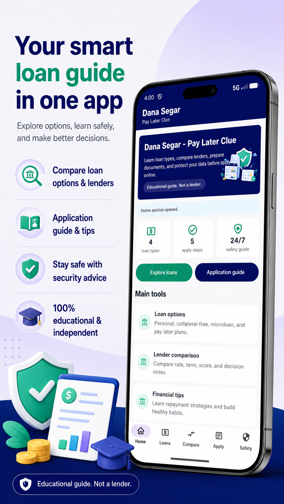 Dana Segar - Pay Later Clue app home screen